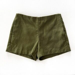 Tory Burch Amber Short High Waist Linen Blend Hills Green Size 2